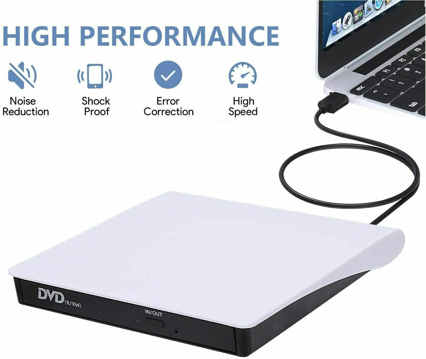 Slim External Drive USB 3.0 Disc Player CD DVD Burner Writer For Laptop PC Mac