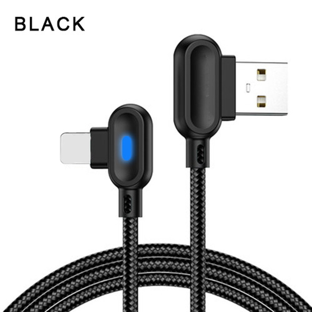 90 Degree USB Data Cable 3/6FT For iPhone 7 8 6 X 11 12 13 Charger Charging Cord