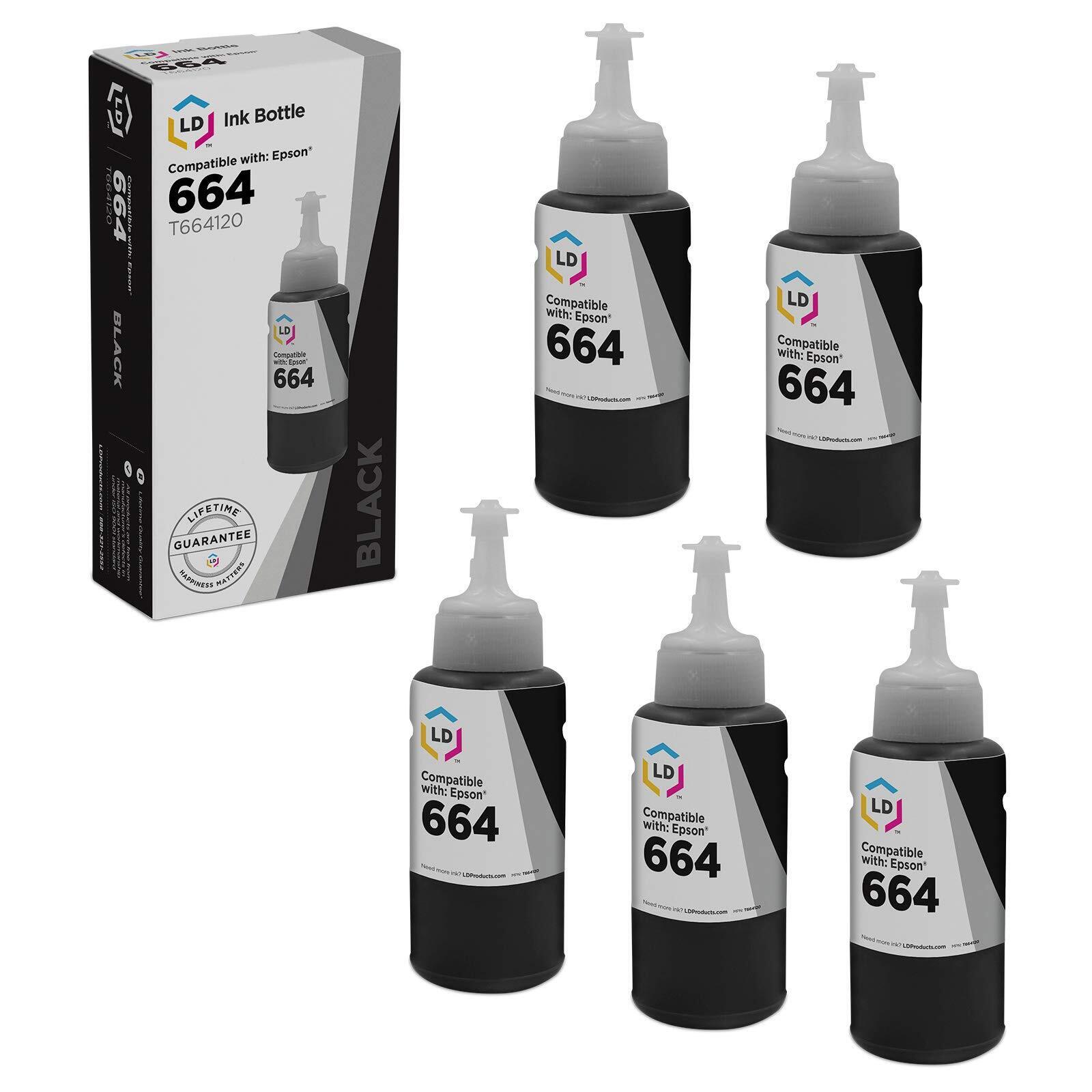 LD Compatible Epson 664 Black Ink Set of 5 for ET 2500, 2550, 4500 & ET 16500