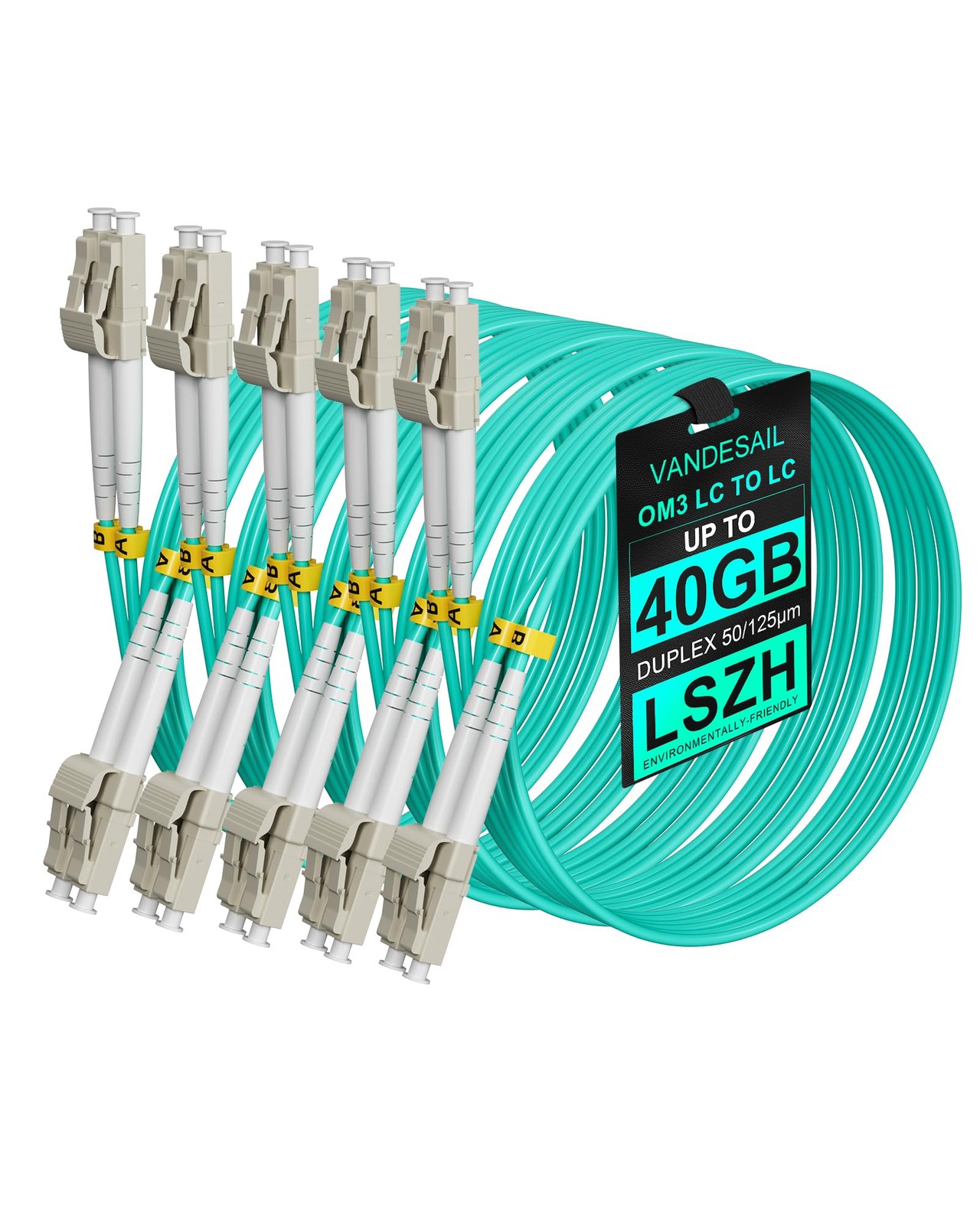5 PCS 0.2m LC To LC OM3 Fiber Patch Cable Multimode Duplex 10G LSZH Jumper