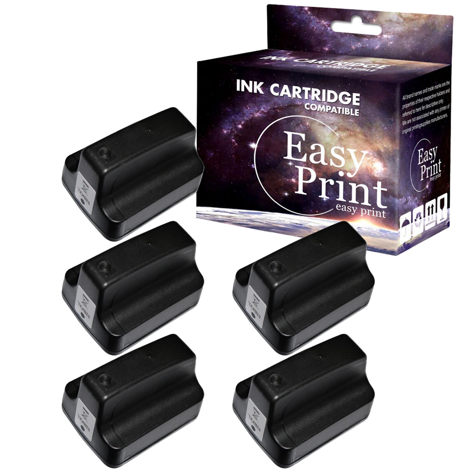 5PK replace for HP 02XL Ink Cartridge for PhotoSmart 3108 3110 D6160 (Black)