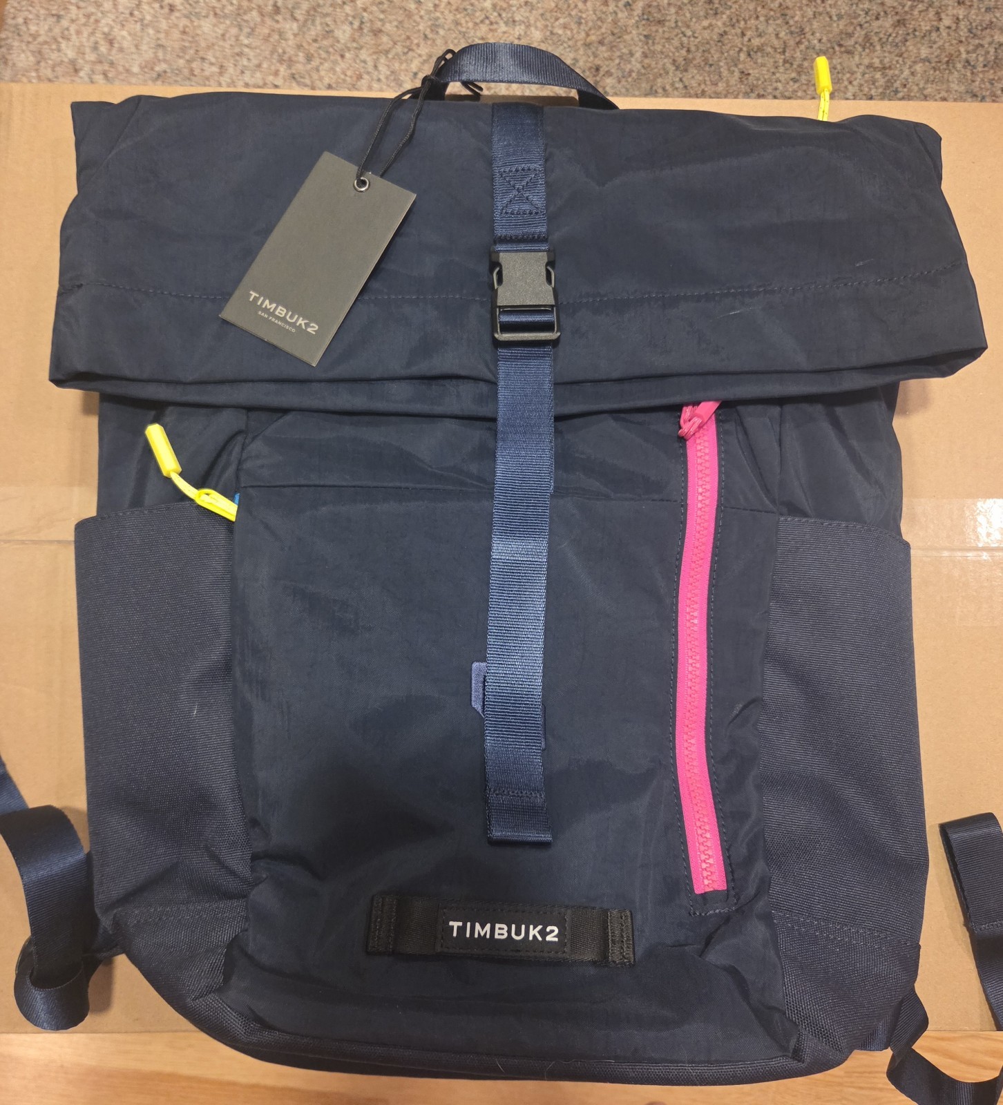 TIMBUK2 Tuck Backpack Eco Nautical Pop OS Navy Blue Nylon Laptop Travel Bag