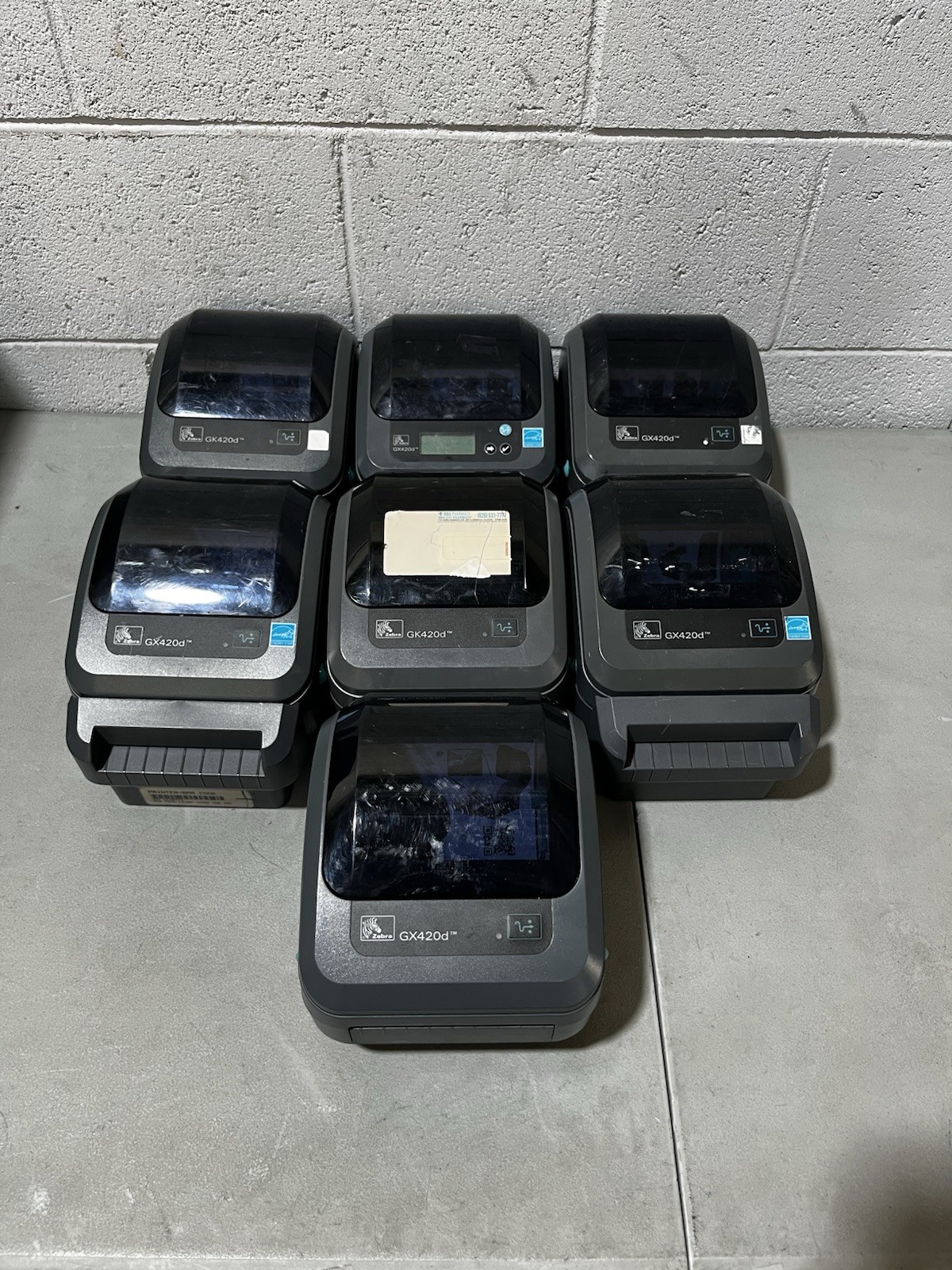 LOT OF 7:  Zebra GX420d/ GK Label Printer LAN/USB/Serial For Parts or Repair