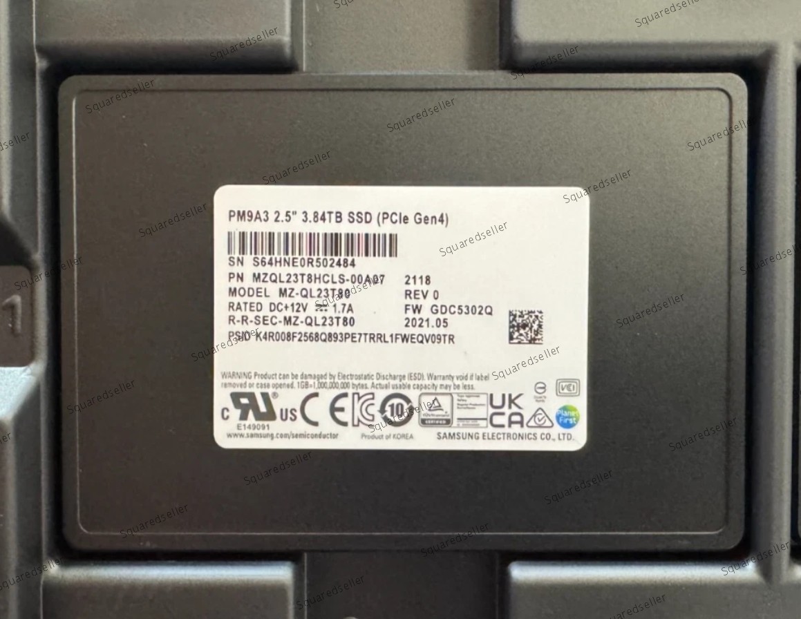 Samsung PM9A3 3.84TB SSD U.2 PCIE Gen 4 NVME  MZQL23T8HCLS-00B7C/A07 97%+Health