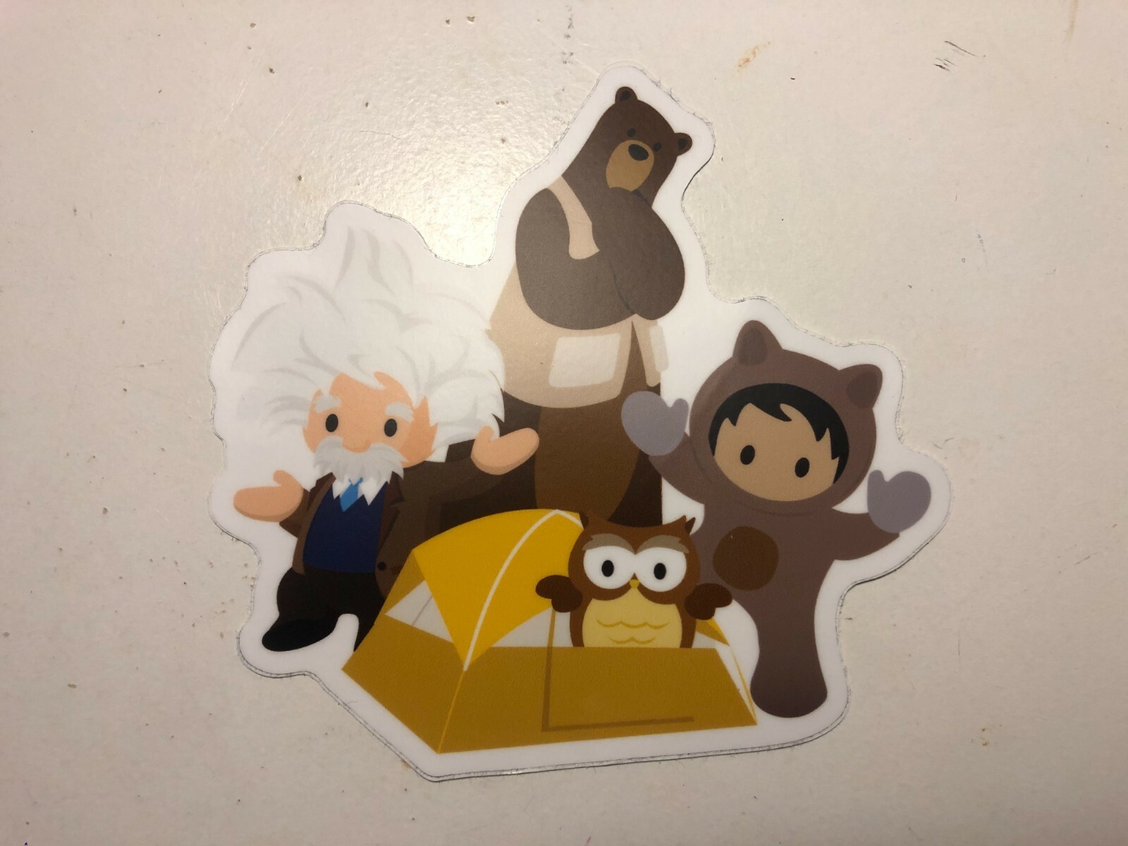 Rare Salesforce Cody, Astro, Einstein and Owl Go Camping Sticker 