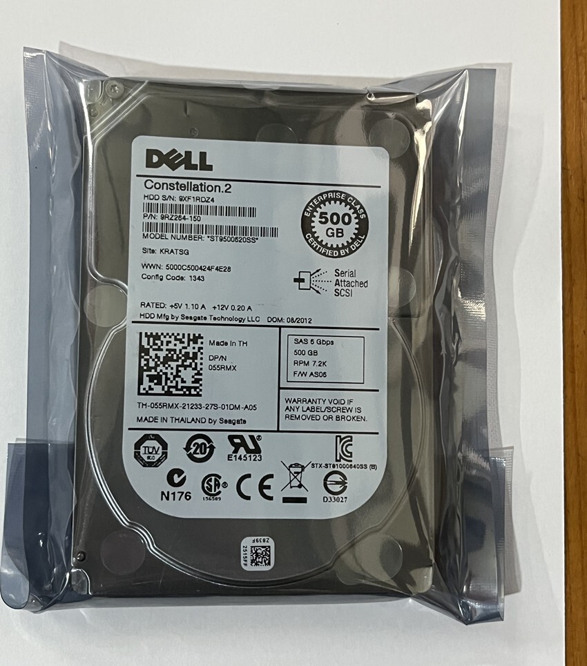 FOR Dell ST9500620SS 055rmx 500GB 7.2K RPM 2.5" SAS 6GB/s Hard Drive