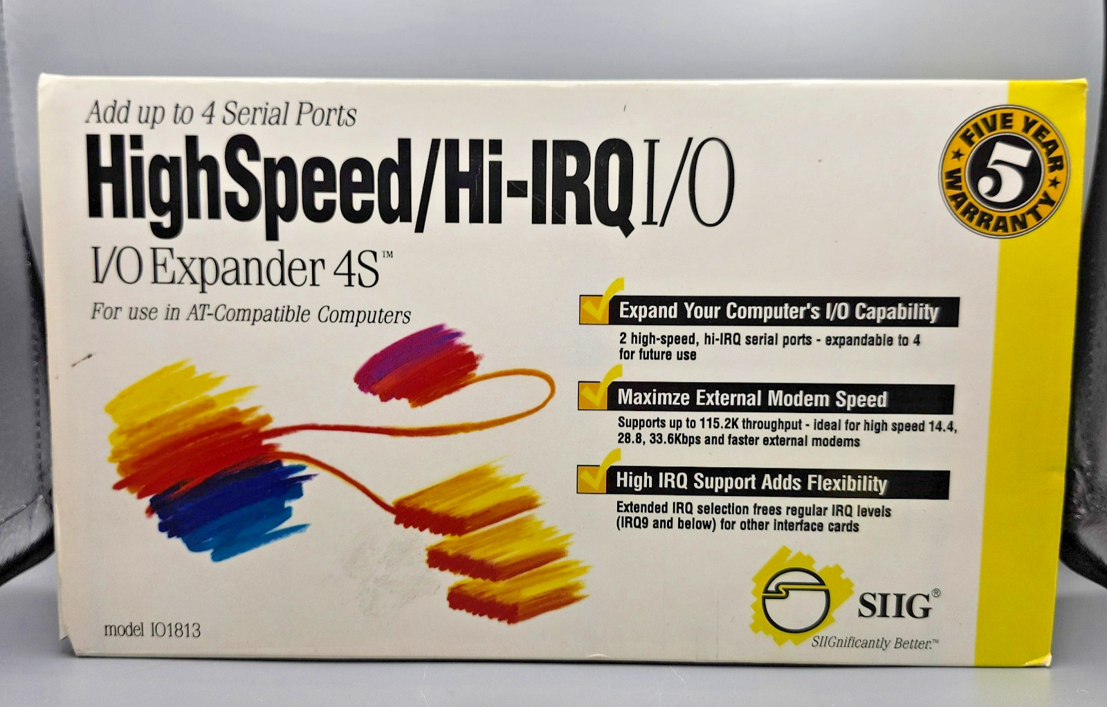 NOS SIIG HighSpeed Hi-IRQ I/O Expander 4S ISA Serial Card w/ Box IO1813