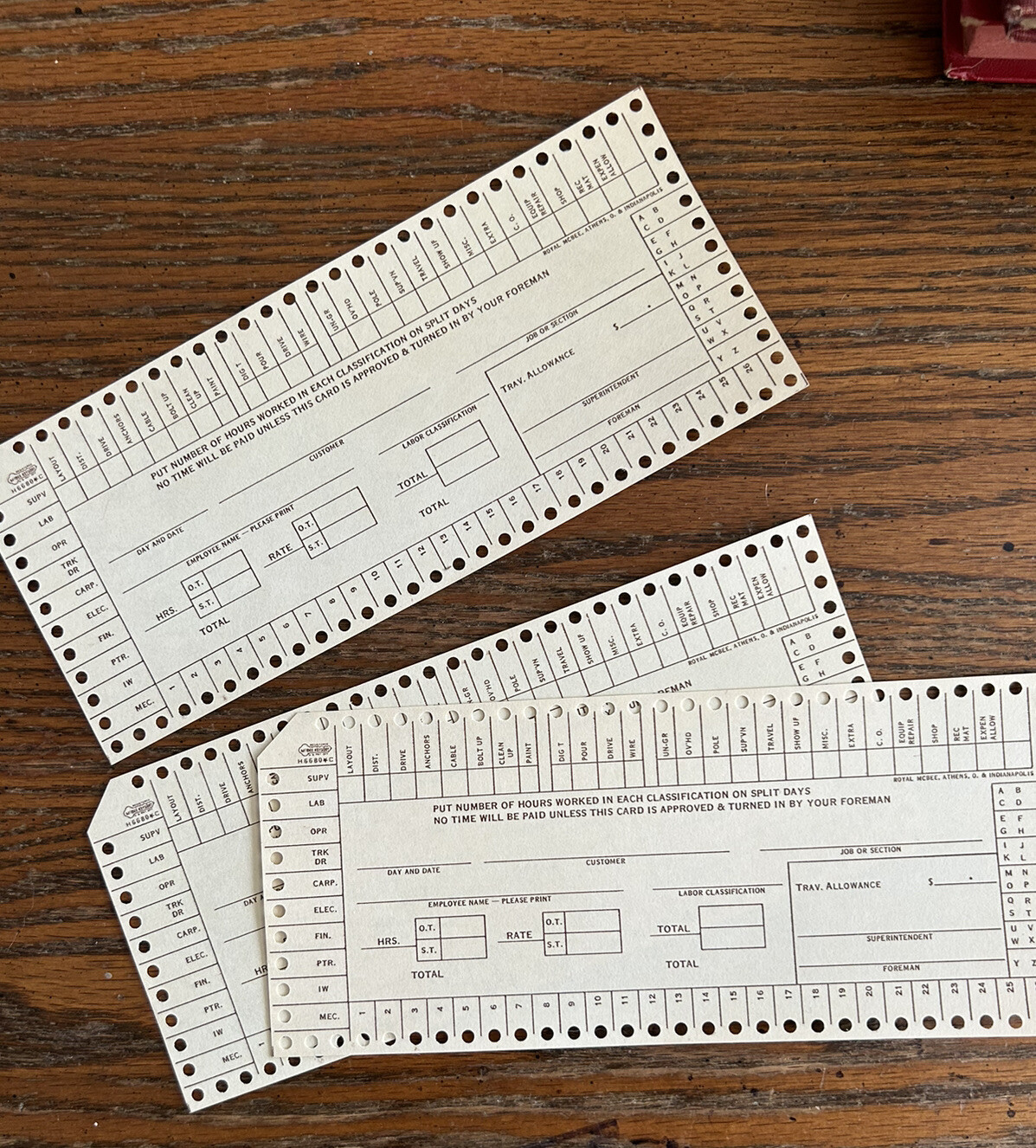 10 Vintage Computer Punch Cards Time Cards McBee H6680*C NOS Vintage Card Stock