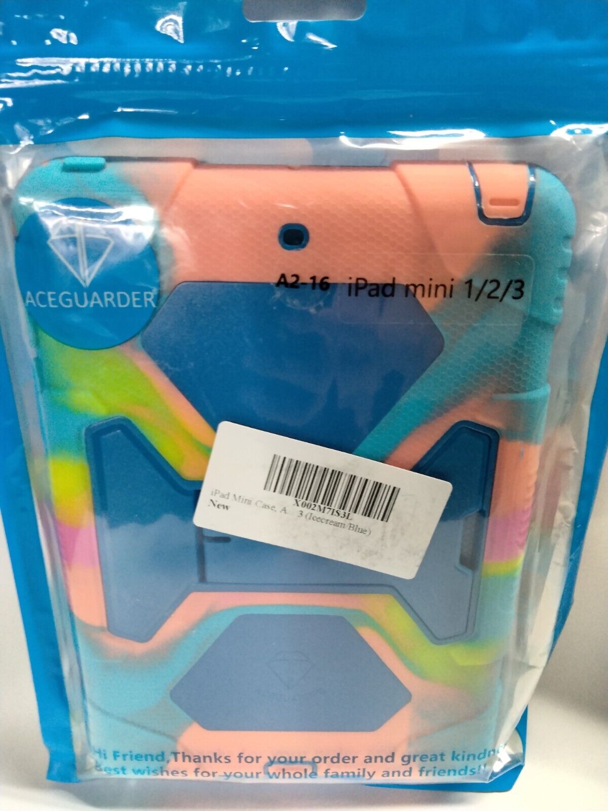 NEW Aceguarder Antibacterial iPad Case Set for iPad Mini 1 2 3 Ice Cream/Blue
