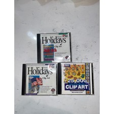 Vintage Clip Art CD-ROM Lot Pro One Holidays Vol 1 2 & Expert Software 25000 picture