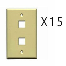 15 Pack Lot - Keystone 2 Hole Port Jack Wall Face Plate Network CAT5e CAT6 Ivory picture
