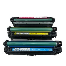 Genuine HP 650A Toner Set Cyan Yellow Magenta (10% Life Left - For Refilling) picture
