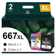 Black & Color Ink Cartridge Combo Pack Replacement for HP 667 667XL - High Yield picture