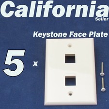 5 X Faceplate 2 Port Keystone Jack RJ45 CAT5 CAT5e CAT6 Network Wall Plate White picture