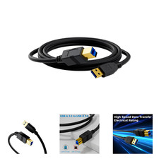 USB B 3.0 Cable 8 FT Gold Connectors for External Hard Drive Scanner Printer picture