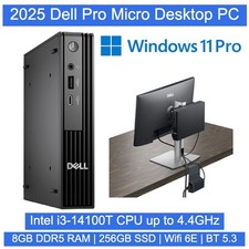 2025 Dell Pro QCM1250 Micro Desktop Intel i3-14100T 8GB 256GB SSD Windows 11 Pro picture