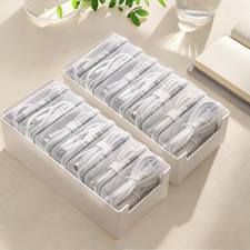 2 Pack Cable Organizer Box with Compartments Desktop Cord Storage Case picture