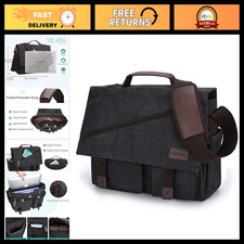 Water Resistant Canvas Messenger Bag for Men, 14-17 Inch Laptop Satchel, Busines picture
