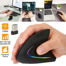 Ergonomic Mouse Optical Vertical Mice 6 Keys USB Wireless 2.4GHz 1200DPI For PC picture
