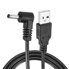 2Pcs 3.3ft USB A Type 3.5 x 1.35mm L-Shaped Head Power Connector Black picture