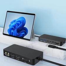 Rocketek Thunderbolt 4 Dock Dual Hdmivga Power Adapter Compatible Surface Pro picture