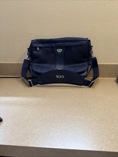 Tumi Navy Blue Nylon Laptop Computer Messenger Briefcase Bag with Strap picture