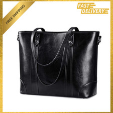 Leather Tote Bag for Women Large Work Shoulder Handbag with Zipper, Genuine picture