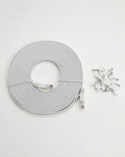 Jadaol Cat6 Ethernet Cable 25ft Flat RJ45 LAN Patch Cord 10Gbps White w/Clips picture