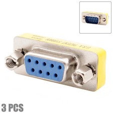 3x DB9 D-SUB 9 Pin RS232 Serial Male to Female Port Saver Adapter Connector Gold picture