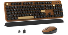 Colorful Wireless Computer Keyboard and Mouse Combo with Round Typewriter... picture