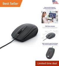 High-Precision Optical USB Mouse - Comfortable Ambidextrous Use in Black picture
