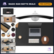 40” x 24” Leather Desk Mat - XL Reversible Cork & Leather Mouse Pad, Waterproof picture