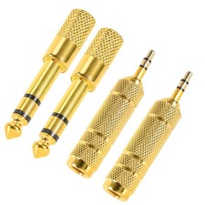 QAJOPFN 4 Pack Headphone Jack Adapter - 3.5mm (1/8 inch) Male to 6.35mm Gold picture