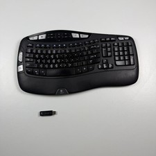 Logitech K350 Wireless Wave Keyboard with Dongle Black Ergonomic Media Keys picture