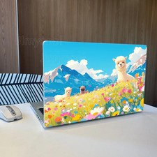 2pcs Alpacas in Flower Meadow Mountain Scene Pastoral Art Removable Laptop Skin picture