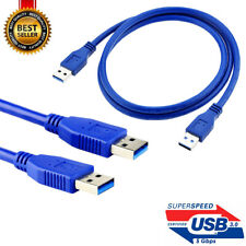 USB 3.0 A Male USB to A Male USB Cable High Speed Data Transfer Cord Blue 6 Feet picture