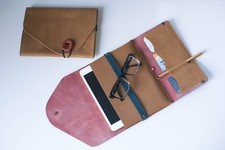 Leather Travel Essentials Portfolio - EDC Planner Organizer iPad Mini Case picture