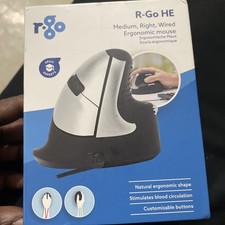 R-Go HE Vertical Ergonomic Mouse Medium Right Hand Wired USB Silver RGOHE picture