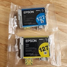 Genuine Epson 127 Blue & Yellow Printer Ink Cartridges New Open Box OEM  picture