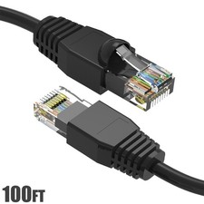 100FT Cat6A RJ45 Network LAN Ethernet UTP Patch Cable Gold 24AWG Copper Black picture