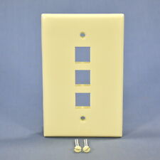 Leviton Almond Large Midway Quickport 3-Port Flush Mount Wallplate 41091-3AN picture