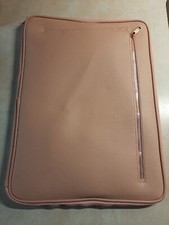 Threshold Tech Laptop Storage Pouch Pink Faux Leather Gold Zip 1.5