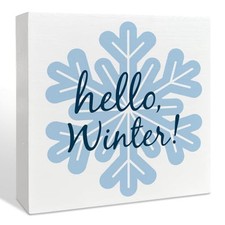 Hello Winter Decor Wooden Box Sign, Christmas Snowflake Table Decor Holiday  picture
