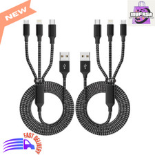 3 in 1 Universal Multi USB Charging Cable - 2Pack, 4FT, Nylon Braided, Type-C picture