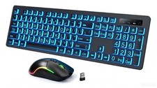 Light Up Wireless Keyboard Mouse 2.4G USB Full Size Backlit Large Print Set picture