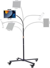 Adjustable Rolling Tablet Stand with Wheels - Heavy Duty Mobile iPad Holder f... picture