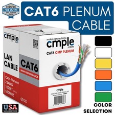 Cat6 Plenum Bulk Ethernet Cable 1000ft CMP 23AWG UTP 550MHz Network Pull Box picture