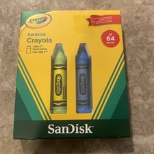 SanDisk Crayola 64GB USB-C Flash Drive 2-pack Cerulean Blue + Electric Lime NEW picture