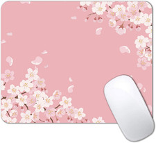 Cute Pink Mouse Pad, Floral Flowers Mouse Pad, Sakura Cherry Blossom Mousepad, J picture