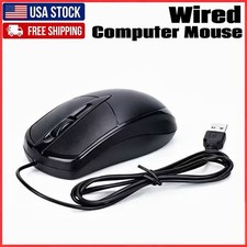 1PCS Black Wired PC Simple Mouse USB Cord with Home Office Noiseless Desktop PCs picture